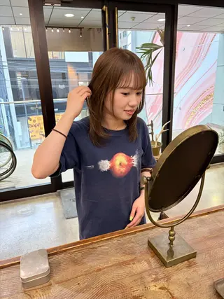 ミディアム カラー パーマ 千葉 郁也のヘアスタイル