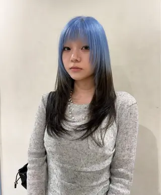 ロング パーマ ハイトーンレイヤー 顔まわりSOTAのヘアスタイル