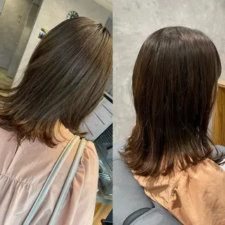 ミディアム カラー 黒岩 梨沙のヘアスタイル