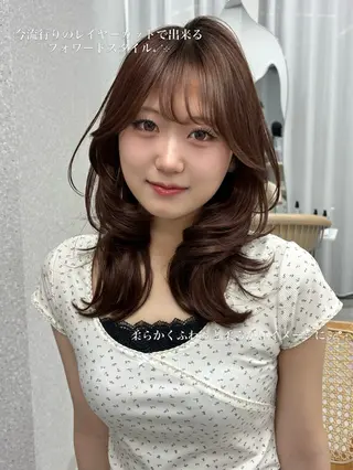 セミロング カラー ヘアアレンジ 艶カラー￤モテヘア￤ まなみ🎀💞のヘアスタイル