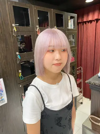 セミロング カラー グレージュ達人/赤み 消し/ブリーチ/岩崎のヘアスタイル