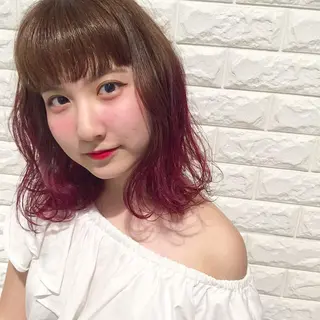 ミディアム カラー 髪質改善、エクステ 山口卓哉のヘアスタイル