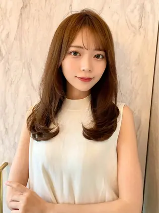セミロング カラー 上品ヘア🤍顔周り/ レイヤー✨/林遼一郎のヘアスタイル