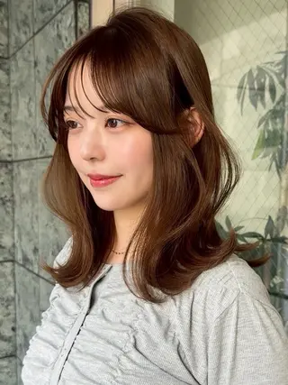 ミディアム カラー ヘアアレンジ 🫧透明感カラー/ 艶カラー🫧namiのヘアスタイル