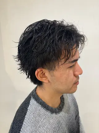 パーマ メンズ ニュアンスパーマ/ フェザー/マッシュのヘアスタイル