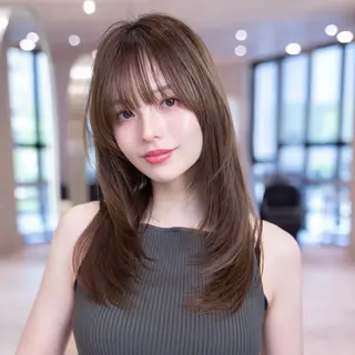 セミロング カラー 新宿/レイヤー/ 透明感カラーしょうごのヘアスタイル