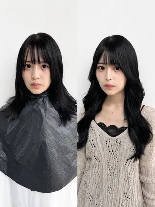 ロング ヘアアレンジ 韓国レイヤーカット/ 儚げカラーチナツのヘアスタイル