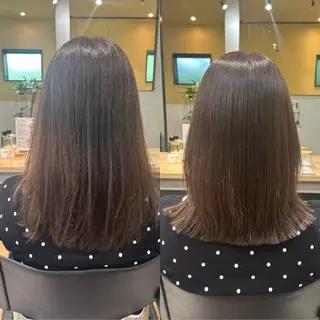 セミロング パーマ hubhair レイヤー/透明感のヘアスタイル