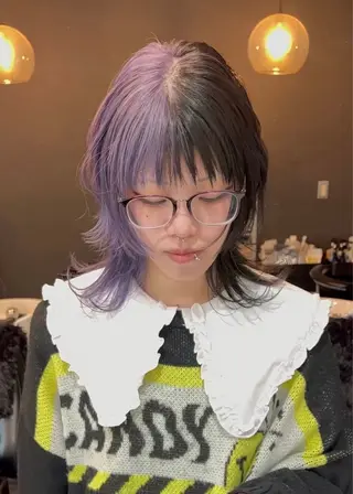 ミディアム asahi/派手髪 ／ハイトーンのヘアスタイル