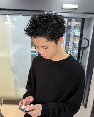 ショート カラー パーマ メンズ 【毛流れヘア】 人気No.1/ユウキのヘアスタイル