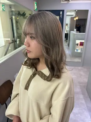 ミディアム カラー きよはらちさき🍑 柔らかカラー🌱🫧のヘアスタイル