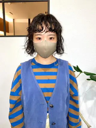 ミディアム パーマ ショート& パーマ　坂本のヘアスタイル