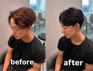パーマ メンズ 濱口 健慎のヘアスタイル