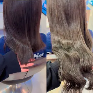 セミロング 暖色カラー❤️横浜 エクステらん🦖のヘアスタイル