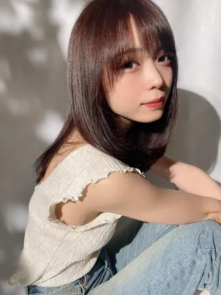 ミディアム カラー 銀座✨レイヤーカット 顔まわり/坂本亜裟海のヘアスタイル