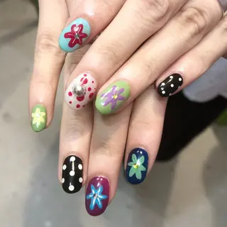 ネイル 𝙃𝙖𝙧𝙪⋆ ˚꩜｡個性派のネイルデザイン