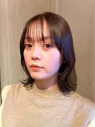 セミロング 新宿/顔周りカット +レイヤー=しずく♩のヘアスタイル
