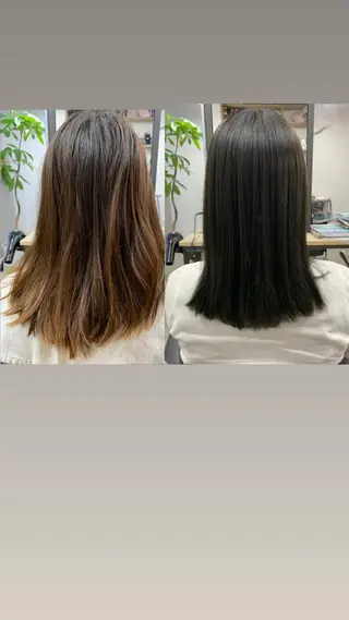 セミロング カラー 中村 靖彬のヘアスタイル