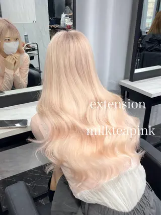 ロング カラー エクステ🩵ブリーチ 韓国ヘア🩵KAEのヘアスタイル