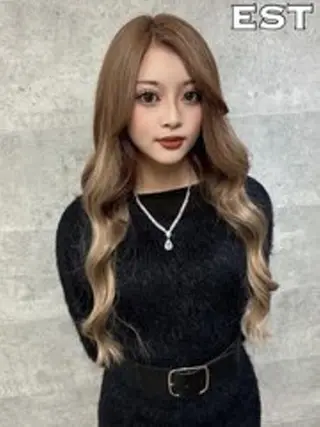 ロング カラー 外れにくいエク💚 EST梅田TAKIのヘアスタイル