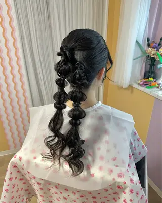 ロング ヘアアレンジ 杏寿 ヘアセットサロンのヘアスタイル