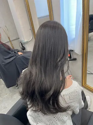 セミロング カラー グレージュ/透け感 カラー/透明感カラーのヘアスタイル