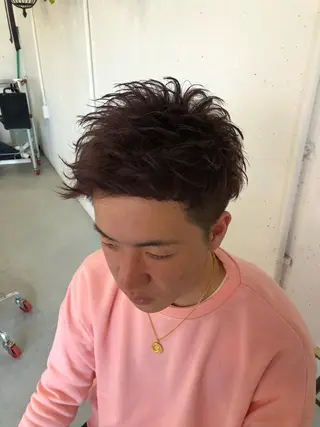 ショート カラー パーマ メンズ 佐藤 輝幸のヘアスタイル