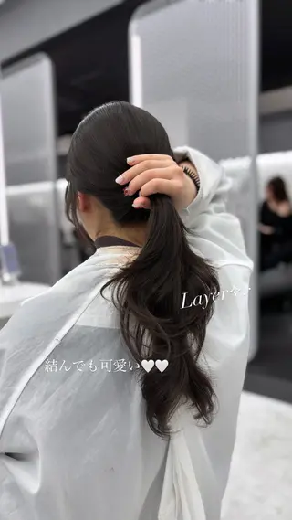 ロング 抜け感レイヤー︴ ニュアンスカラーのヘアスタイル