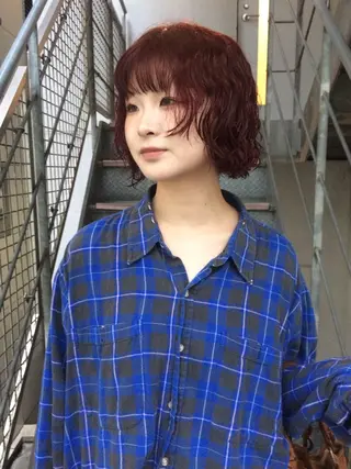 カラー パーマ 杏華 レイヤー/ショートのヘアスタイル