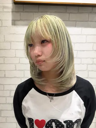 ミディアム カラー みこ ໒꒱⟡.·のヘアスタイル