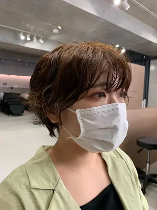 ショート パーマ ボブパーマコテ巻き風 パーマNo1深江秀平のヘアスタイル