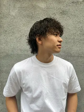 ミディアム パーマ メンズ パーマ/透明感 🍃Hidetoraのヘアスタイル