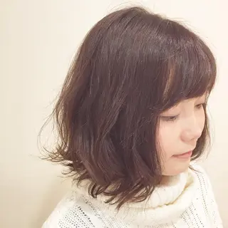 ミディアム カラー パーマ 白浜 サキのヘアスタイル