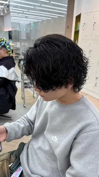 ミディアム カラー パーマ メンズ キッズ 栄💗メンズヘア ｜パーマ｜haruのヘアスタイル