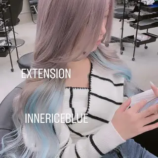 ロング カラー エクステ🩵ブリーチ 韓国ヘア🩵KAEのヘアスタイル
