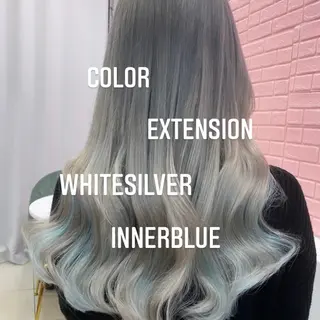 ロング カラー エクステ🩵ブリーチ 韓国ヘア🩵KAEのヘアスタイル