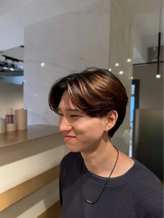 ミディアム パーマ 楠見 綾太郎のヘアスタイル