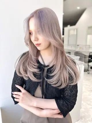 カラー 🌸春の暗髪カラー 🌸透明感ヘアのヘアスタイル