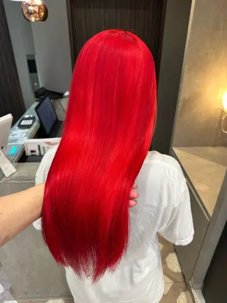 セミロング カラー 天神暖色カラー レイヤー・髪質改善のヘアスタイル