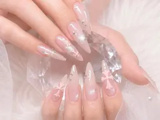 ロング カラー 波 なみのネイルデザイン