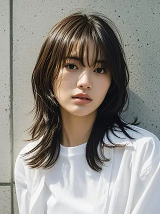セミロング ウルフカット 811 大阪梅田 ウルフのヘアスタイル