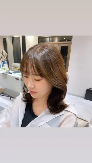 セミロング 縮毛矯正 特化アツシのヘアスタイル
