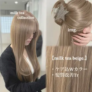 ロング カラー NAMI🤎ブラウン &ミルクティー🤍のヘアスタイル