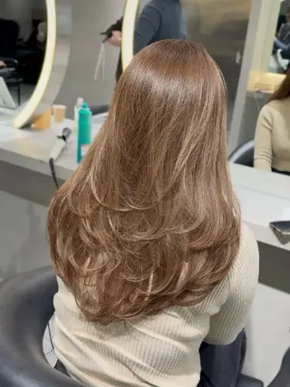 カラー ロング 髪質改善/韓国ヘア /透明感カラー🧸のヘアスタイル