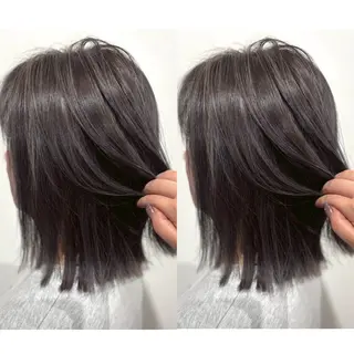 ミディアム カラー 切っぱなし💇‍♀️ イヤリング🎨龍之介のヘアスタイル