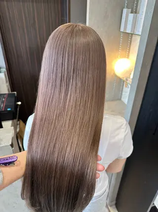 セミロング カラー 天神暖色カラー レイヤー・髪質改善のヘアスタイル