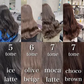セミロング カラー ブリーチ縮毛矯正加藤 赤み無し透明感ヘアのヘアスタイル