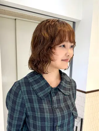 ミディアム パーマ 🌀デジタルパーマ ボブ　萩原　龍のヘアスタイル