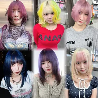 ミディアム カラー ヘアアレンジ TAKUMAブリーチ /切りっぱなし🪽のヘアスタイル