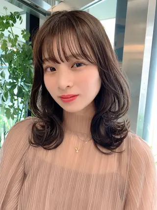 ミディアム カラー 透明感カラー✂︎ /縮毛矯正/YUKAのヘアスタイル